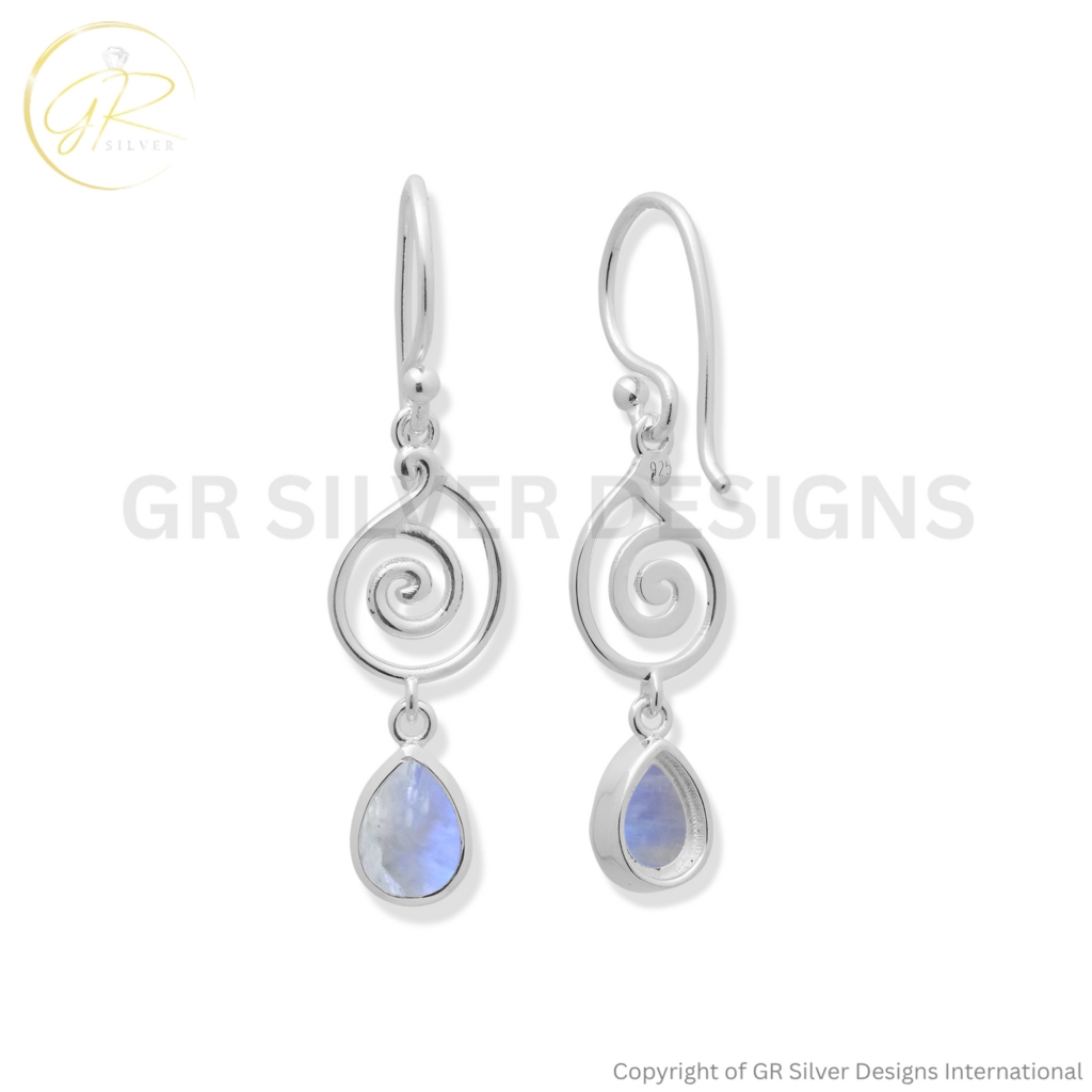 Rainbow Moonstone Dangle Earrings For Women