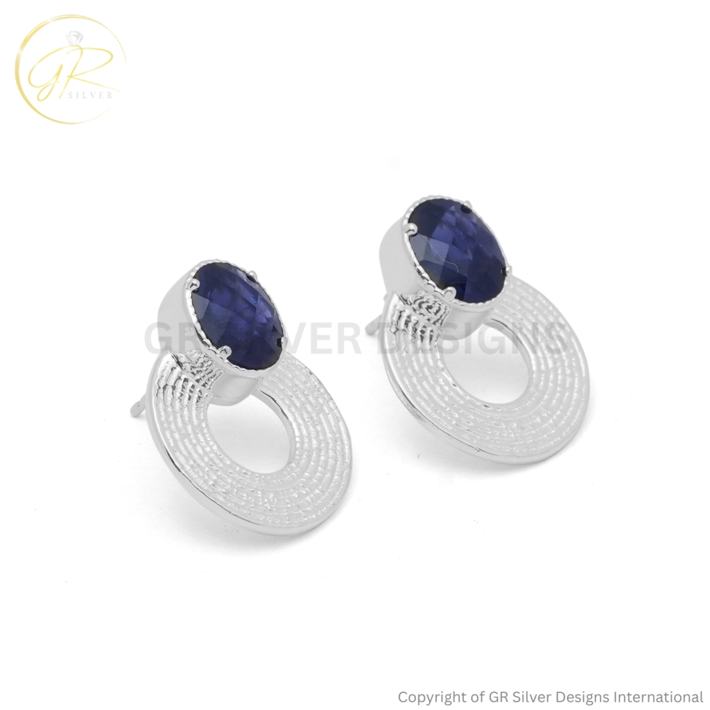 Iolite Birthstone Stud Earrings