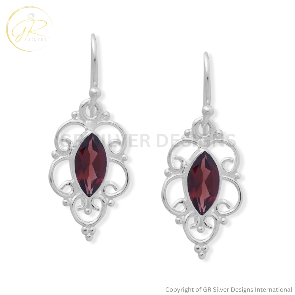 Garnet Earrings by GR Silver Designs
