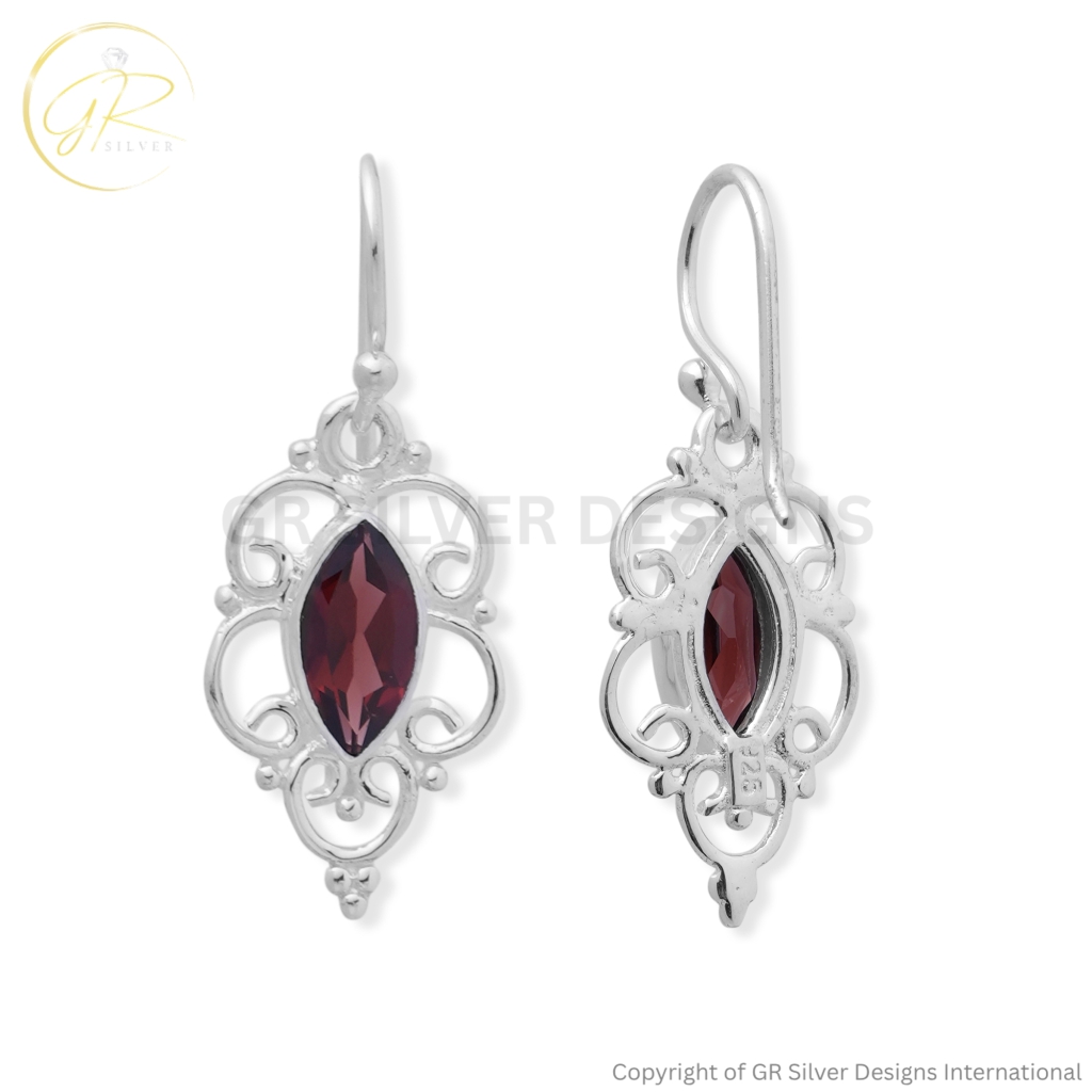 Garnet Earrings by GR Silver Designs