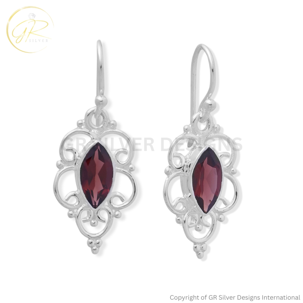 Garnet Earrings by GR Silver Designs