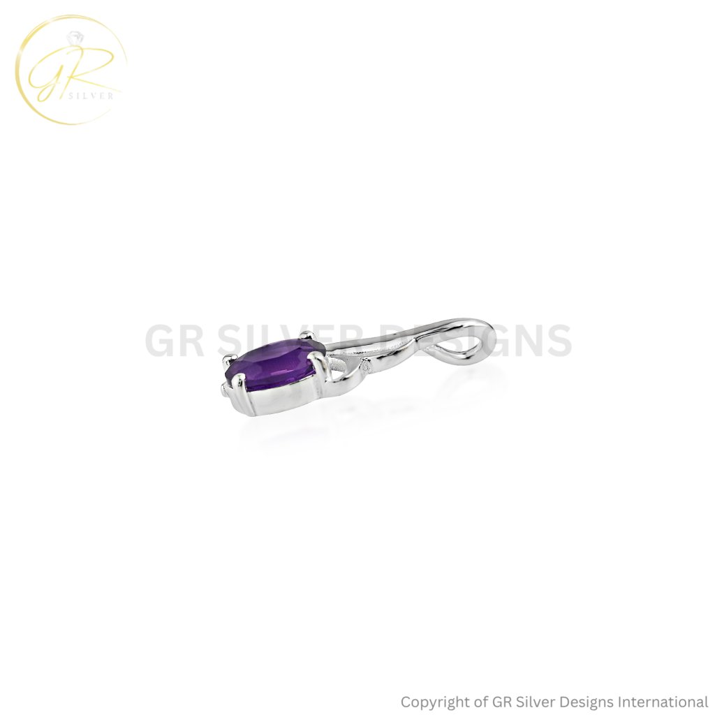 925 Sterling Silver Amethyst Swirl Pendant Necklace For Women