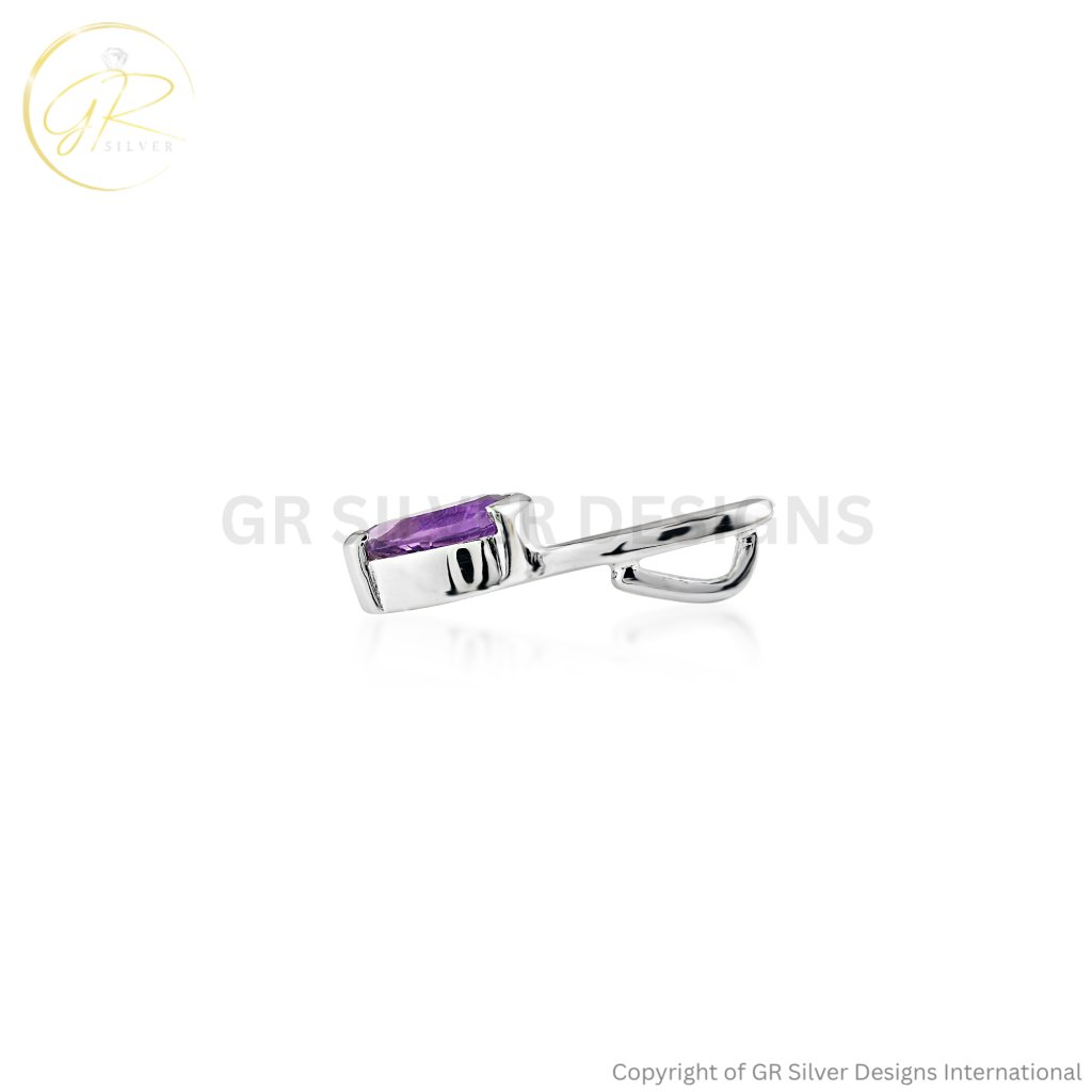 925 Sterling Silver Amethyst Twisted Drop Pendant