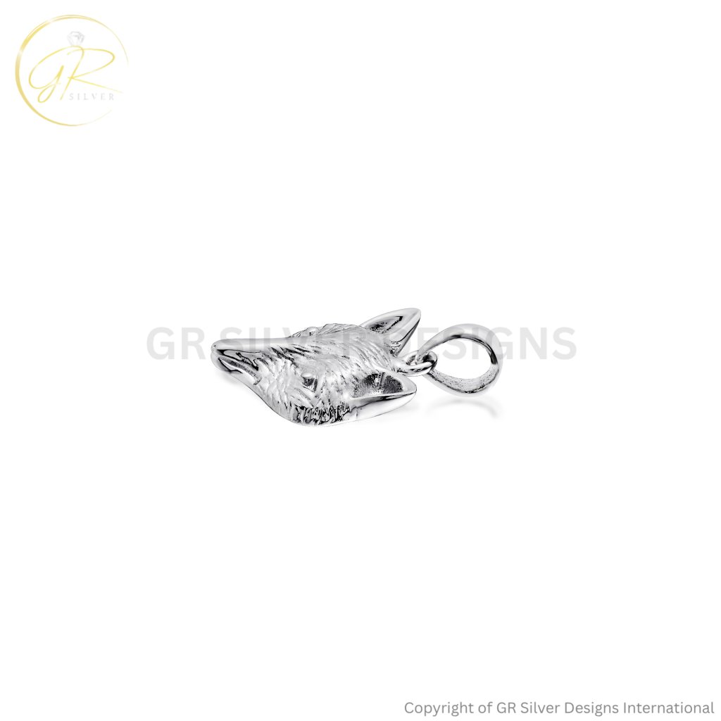 Pure 925 Sterling Silver Fox Animal Head Pendant Necklace