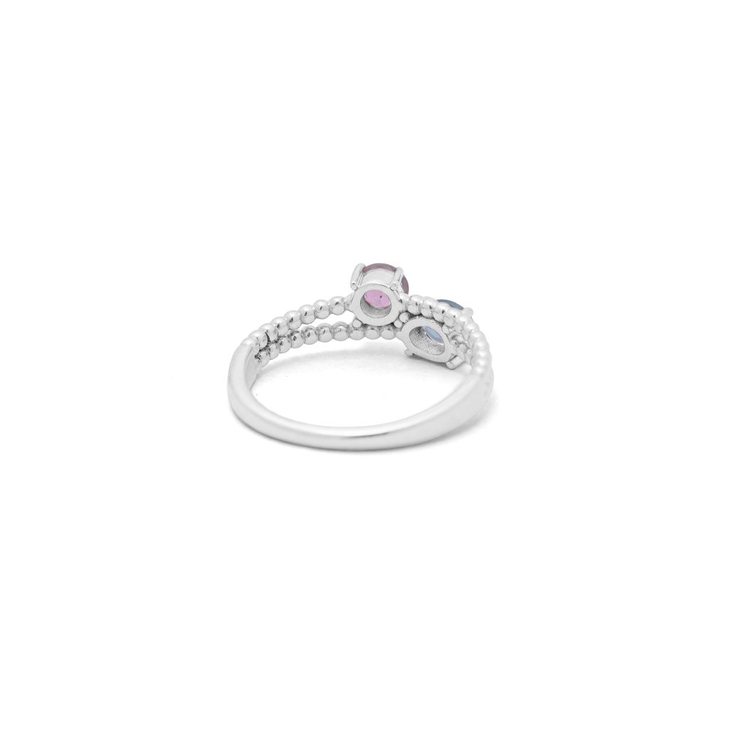 Rose Quartz and Blue Topaz 925 Sterling Silver Birthstone Ring