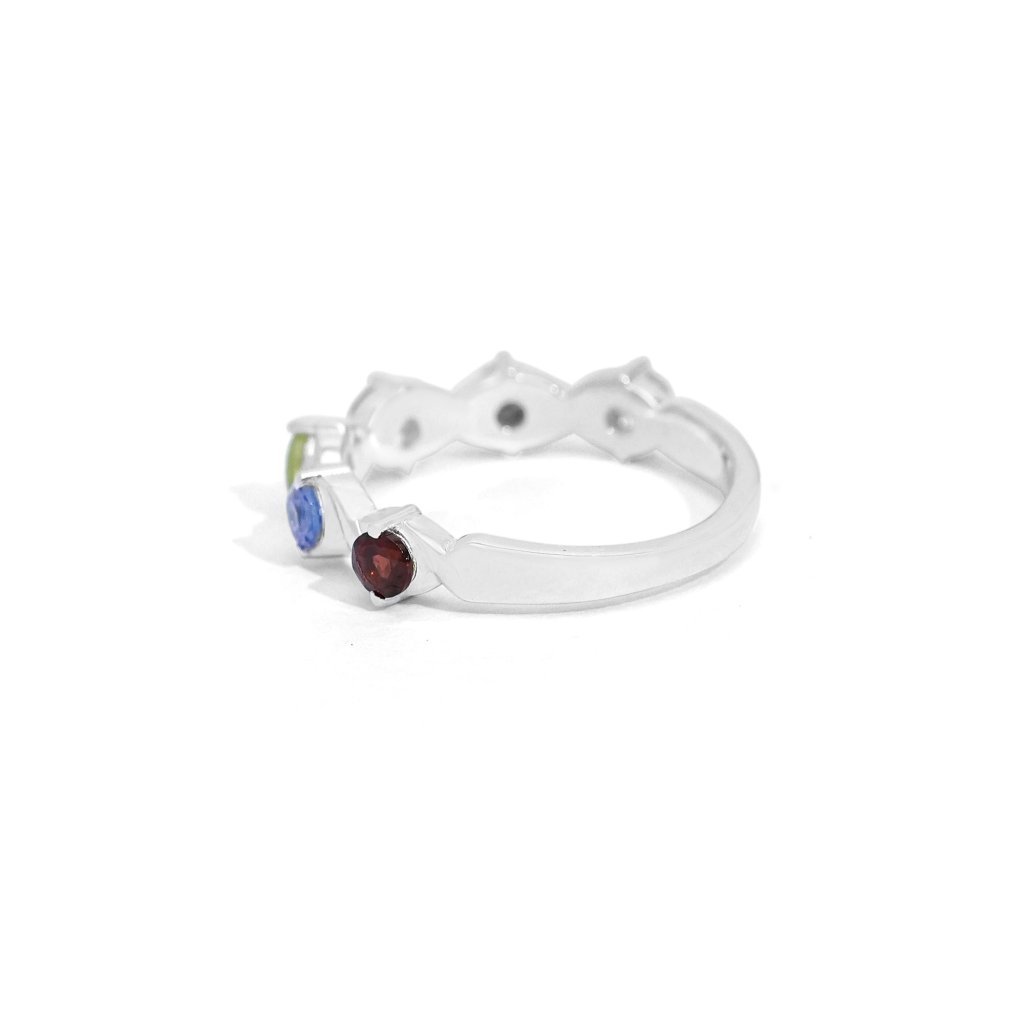 Natural Garnet Tanzanite Peridot Amethyst Citrine Blue Topaz Chakra Ring