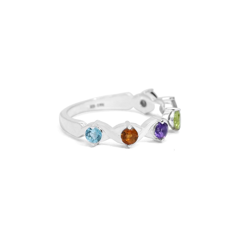 Natural Garnet Tanzanite Peridot Amethyst Citrine Blue Topaz Chakra Ring