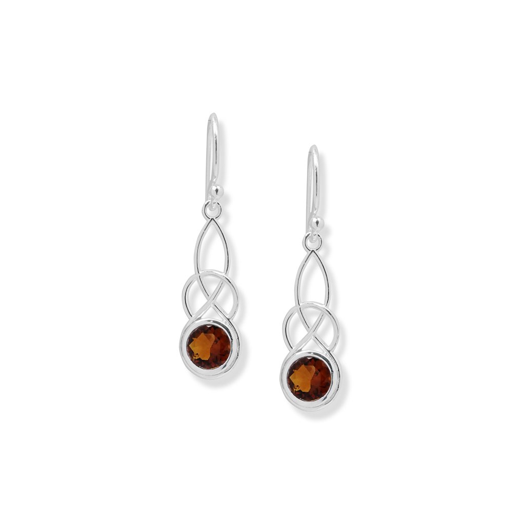 925 sterling silver Citrine dangle earrings with golden brown gemstone and elegant geometric design