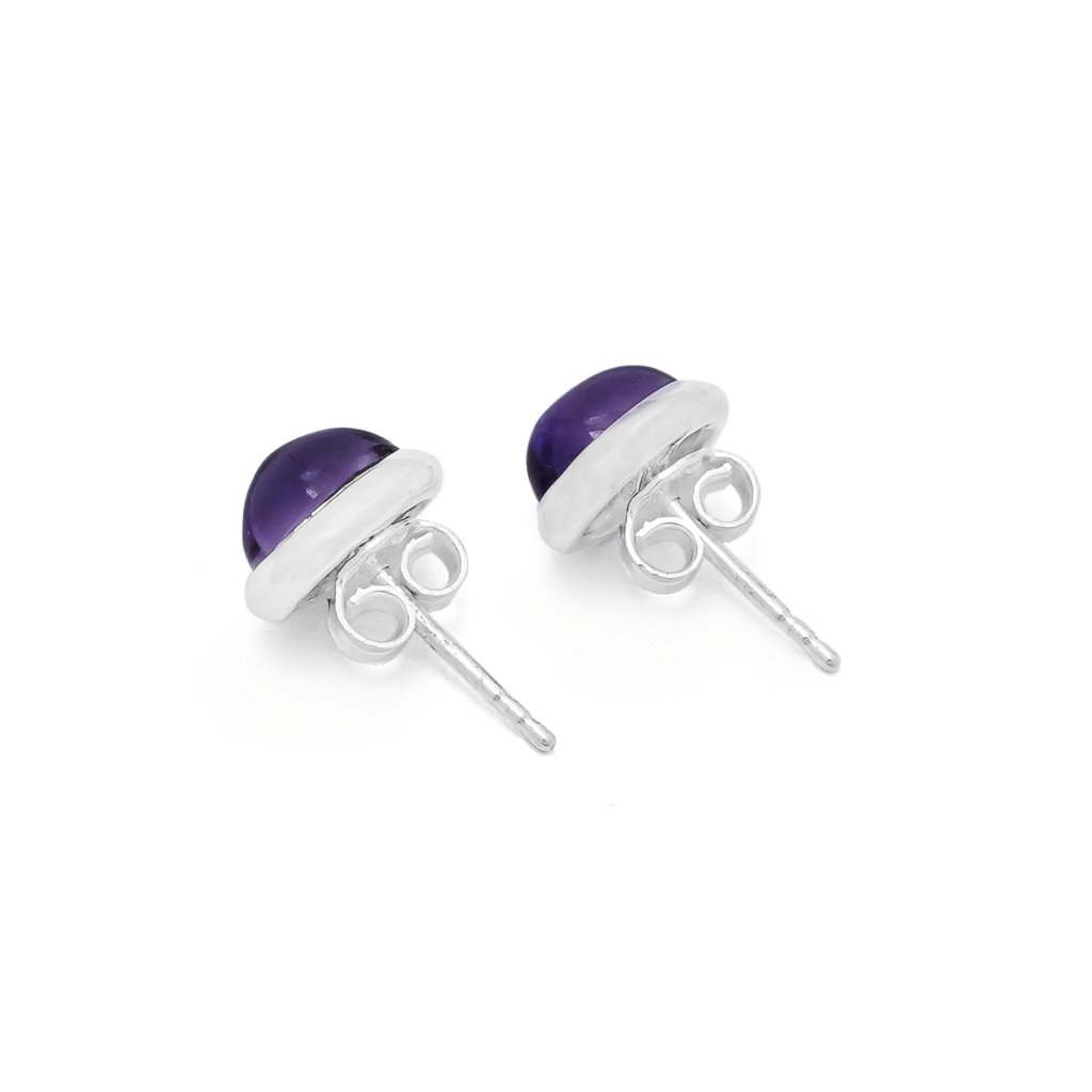 925 sterling silver Amethyst stud earrings with deep purple gemstones for women