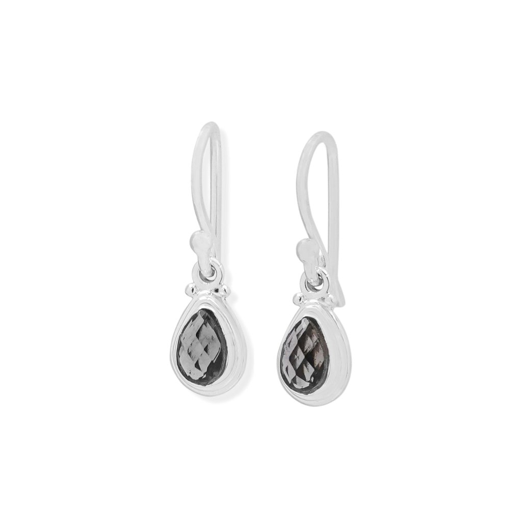 925 sterling silver Smoky Quartz dangle earrings with dark brown gemstones