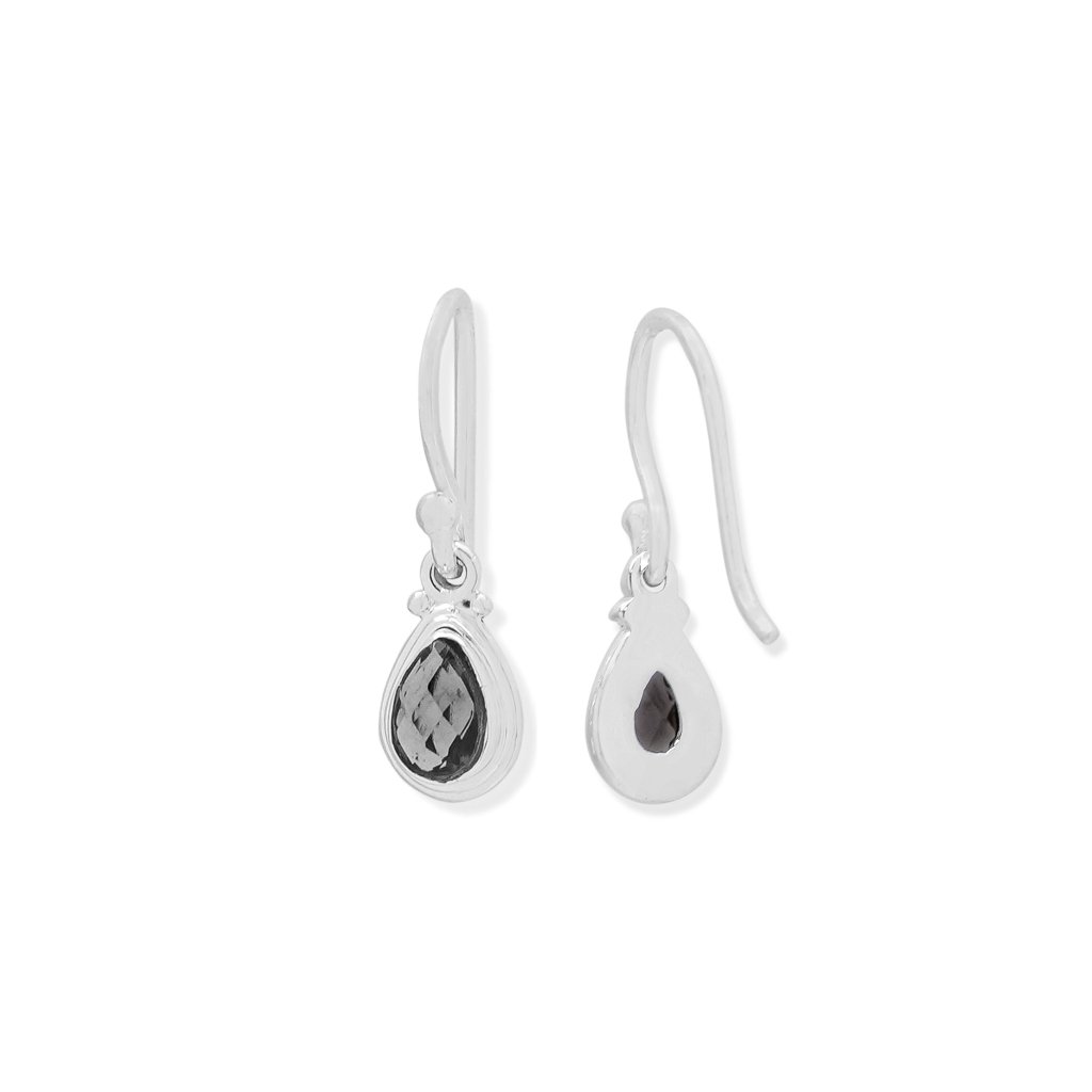 925 sterling silver Smoky Quartz dangle earrings with dark brown gemstones