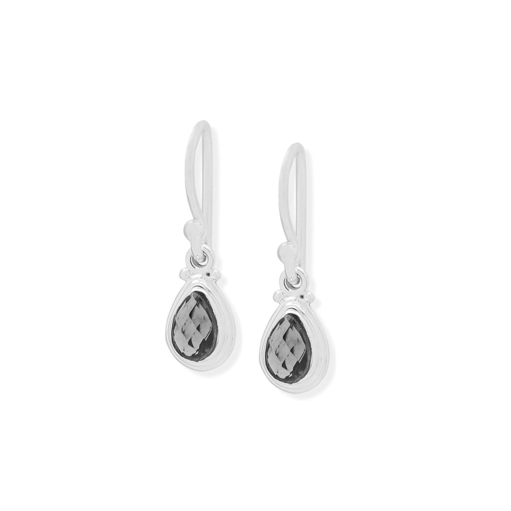 925 sterling silver Smoky Quartz dangle earrings with dark brown gemstones