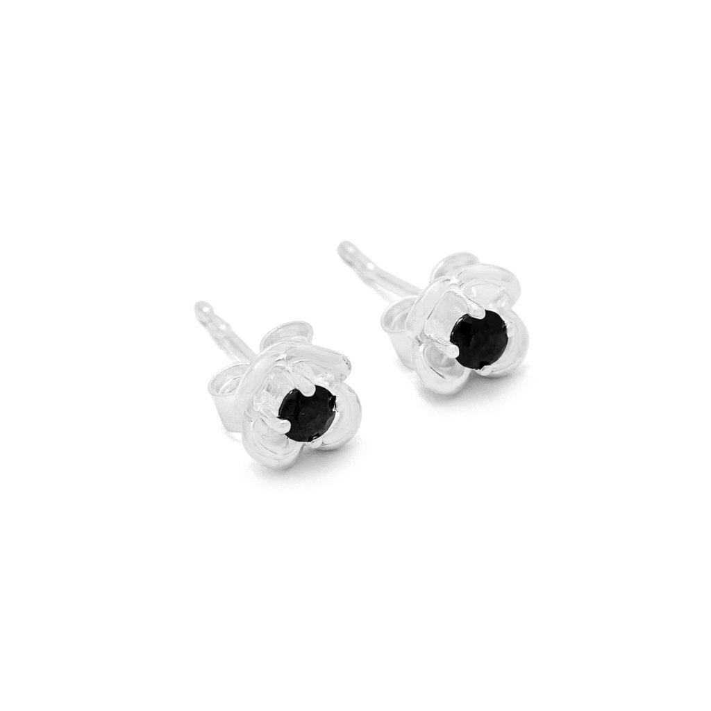 925 sterling silver Green Tourmaline floral stud earrings for women