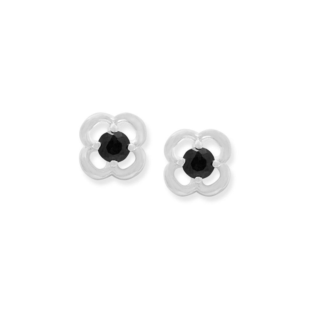 925 sterling silver Green Tourmaline floral stud earrings for women