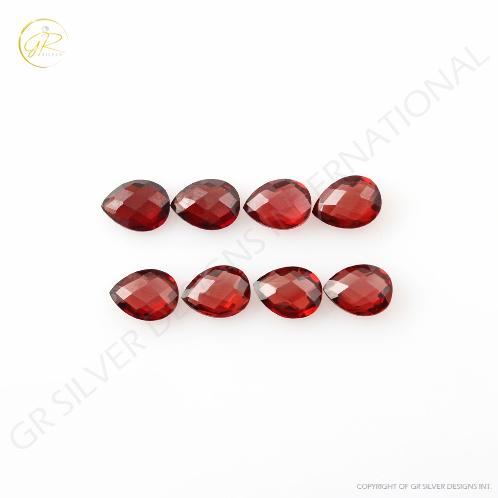 Natural Garnet pear shape, Briolette Cut Garnet, 6x8mm Loose Garnet Gemstone