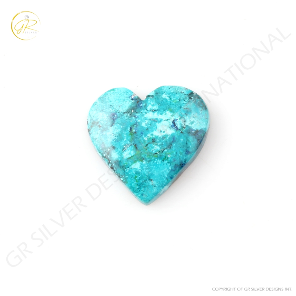 Natural Shattuckite Chrysocolla Gemstone, Heart Shape 22.8 Ct.