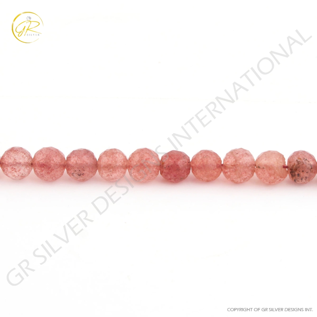 Strawberry Quartz Faceted Balls Shape 6-7mm Handmade Beads