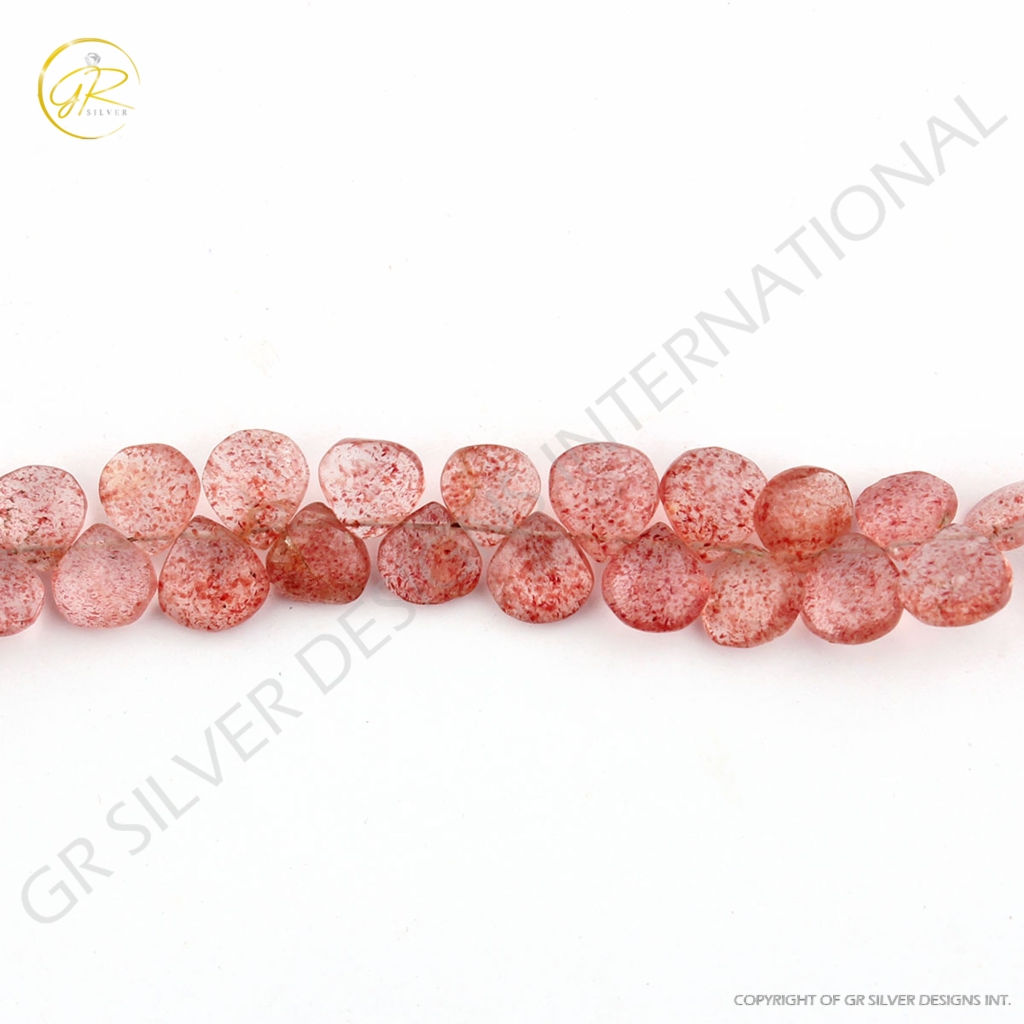 Strawberry Quartz Handmade Heart Shape Gemstone Beads