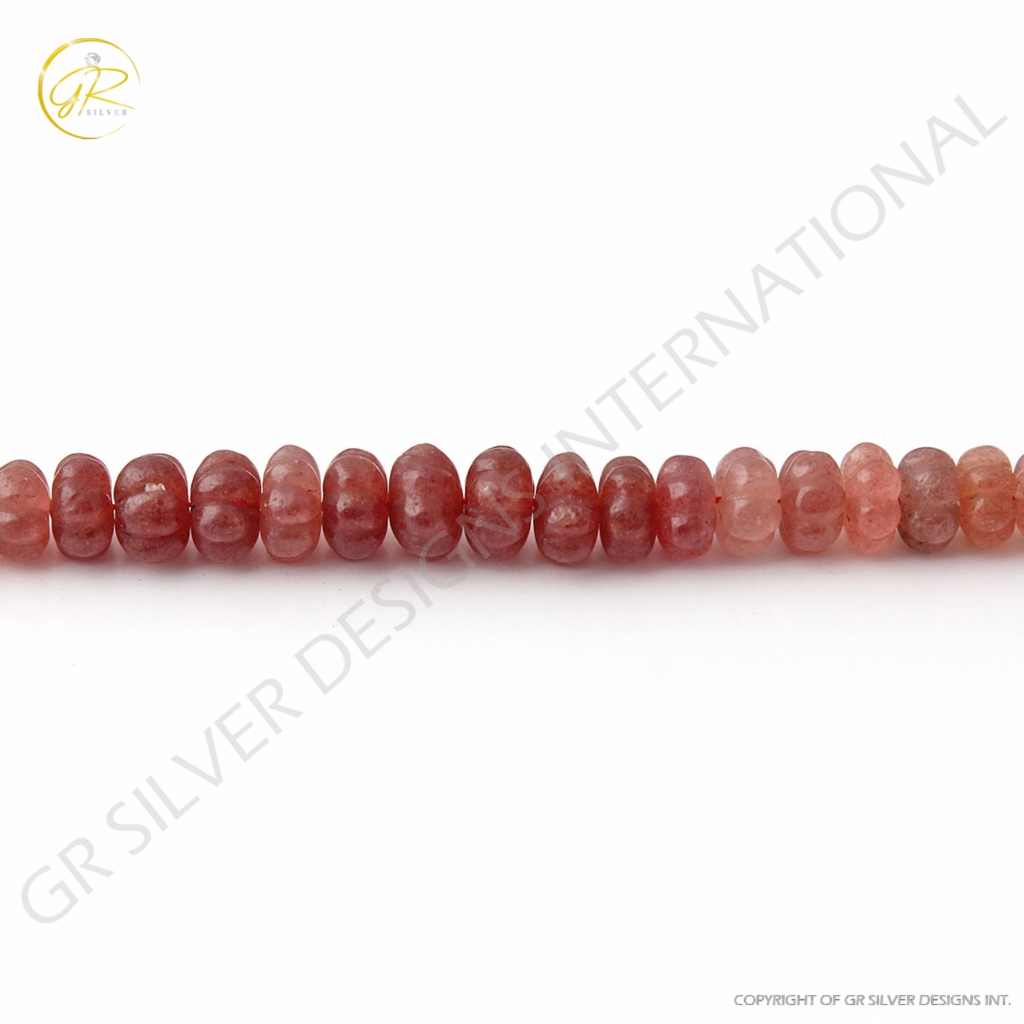 Top  Quality Carving Strawberry Quartz 8-11mm Pumpkin Shape Beads