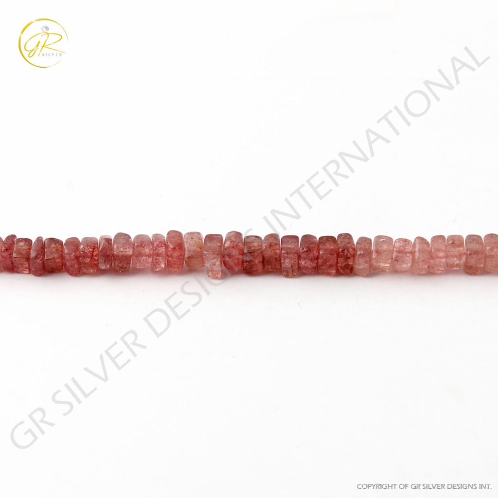 Natural Strawberry Quartz 8 Strands Square Shape Gemstone Beads