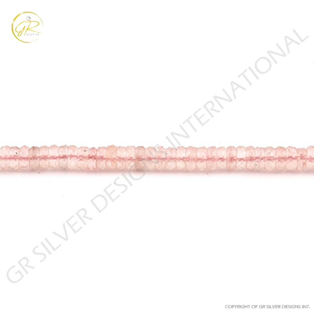 Rose Quartz Faceted Tyre Shape 5-6mm Gemstone Beads For Jewelry