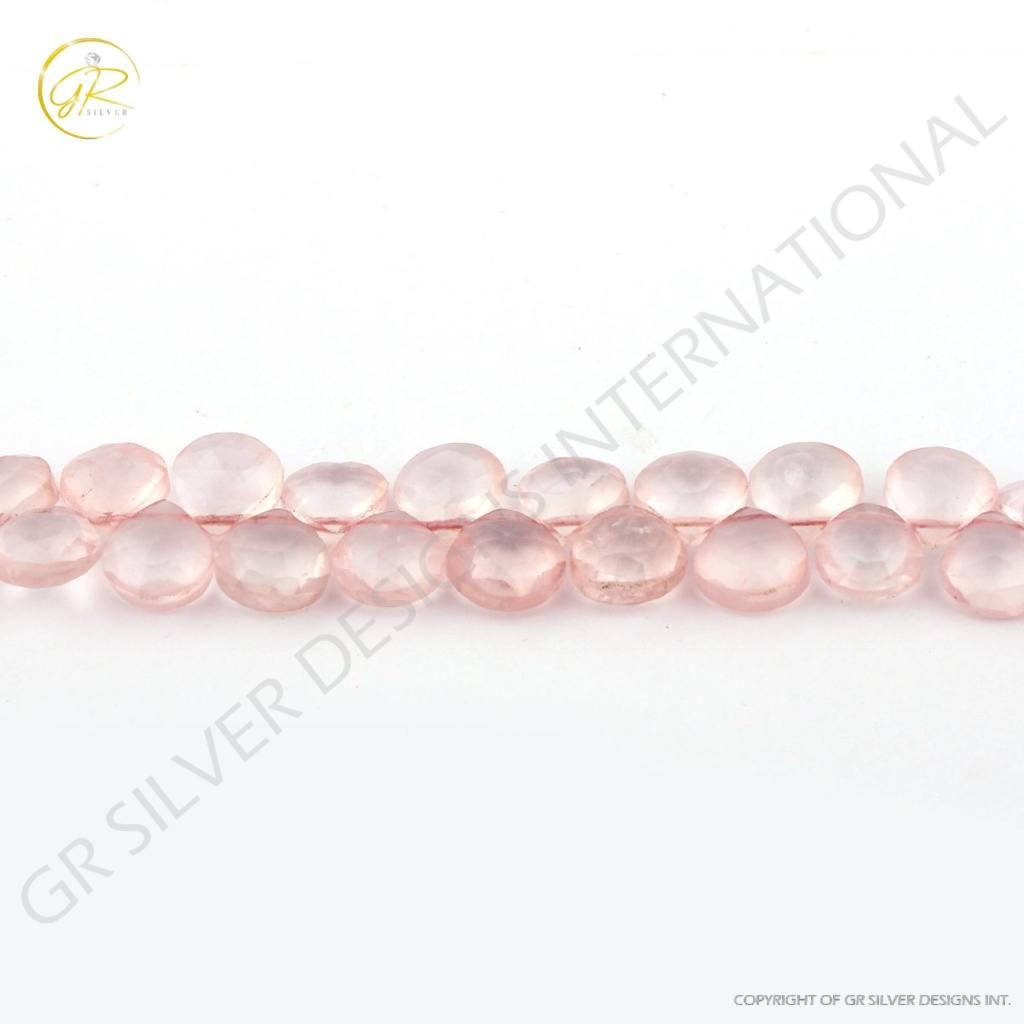 Heart Shape 8mm Rose Quartz Gemstone 4 Strands Beads