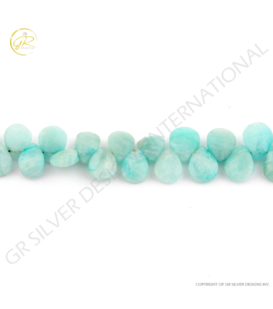 Pear Shape Amazonite Faceted Gemstone Handmade 22 Strands Beads