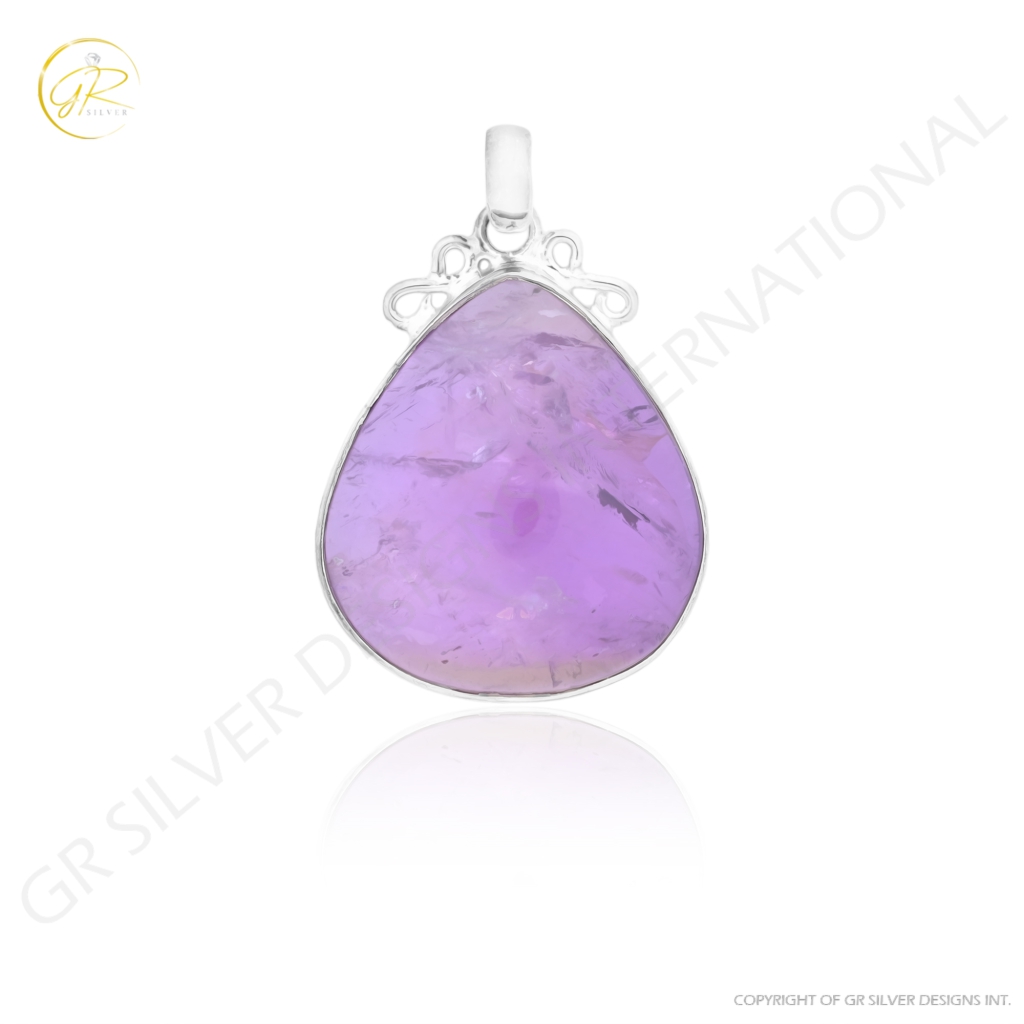 Natural Ametrine Cabochon Sterling Silver Designer Pendant