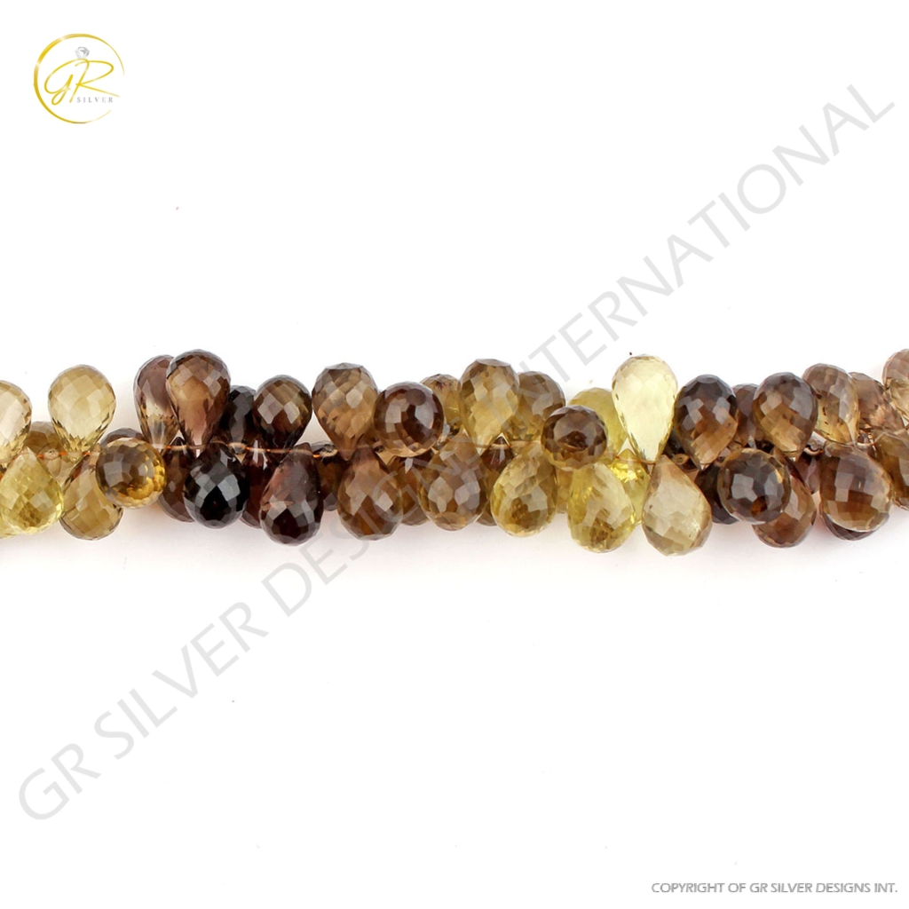 High Quality Bio Lemon Quartz Faceted Onion Shape Gemstone Beads