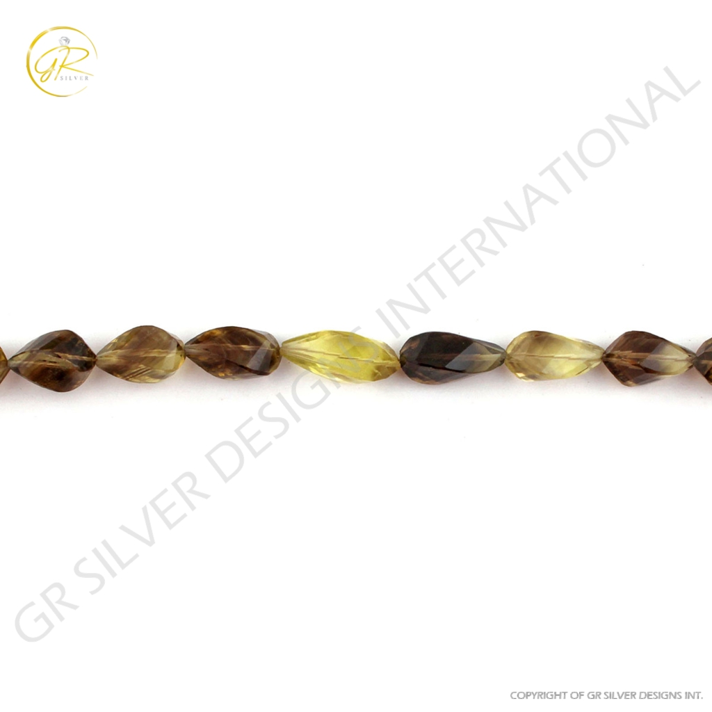 Bio Lemon Quartz Faceted Drops Shape Handmade Gemstone Beads