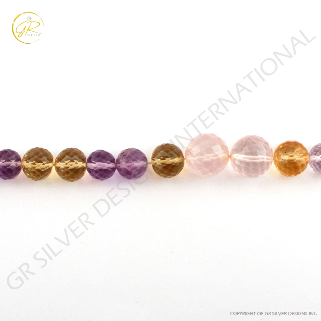 Multi Quartz Balls Shape Handmade 3 Strands Beads For Jewelry