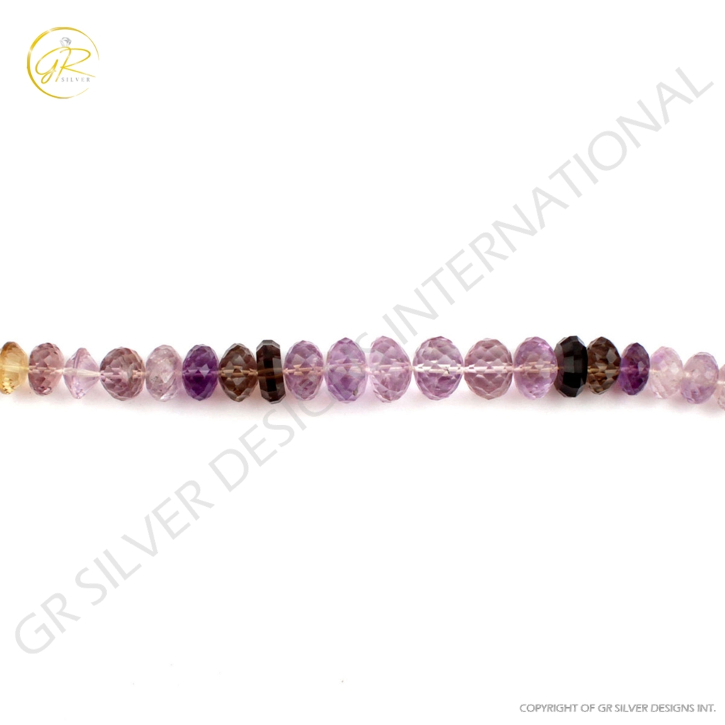 Natural Multi Quartz Round Faceted 2 Strands Beads For Jewelry