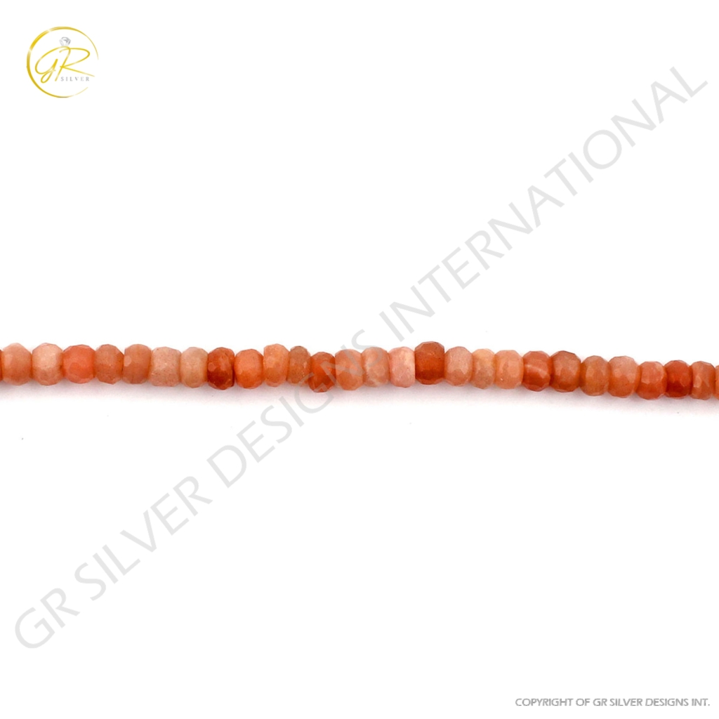 Round Faceted Peach Moonstone 7mm Handmade Beads 11 Strands