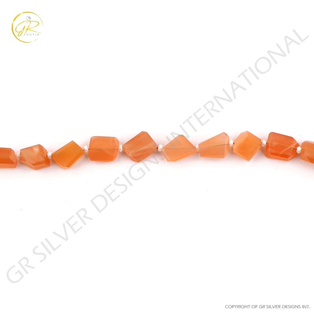 Faceted Peach Moonstone Tumble Gemstone 15 Strands Beads