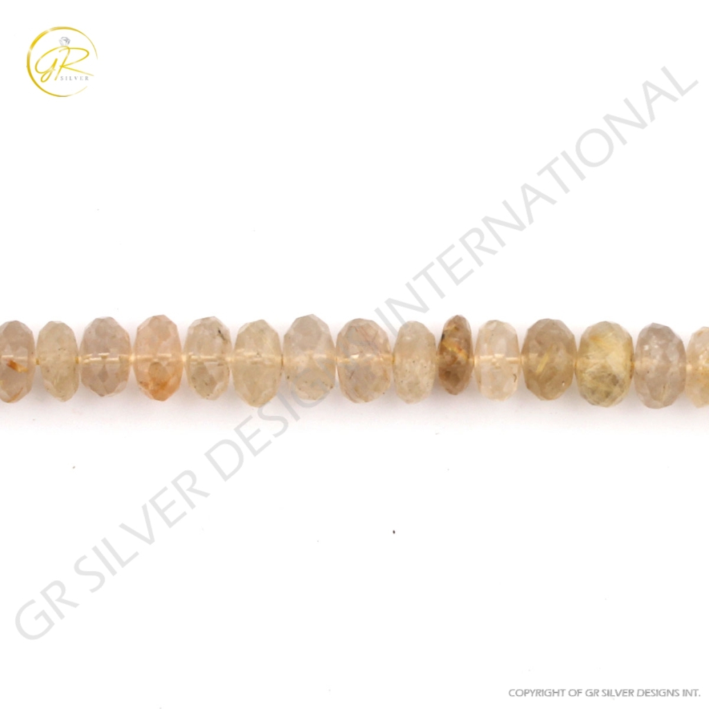 Top Quality Round Golden Rutile Faceted Beads 17 Strands