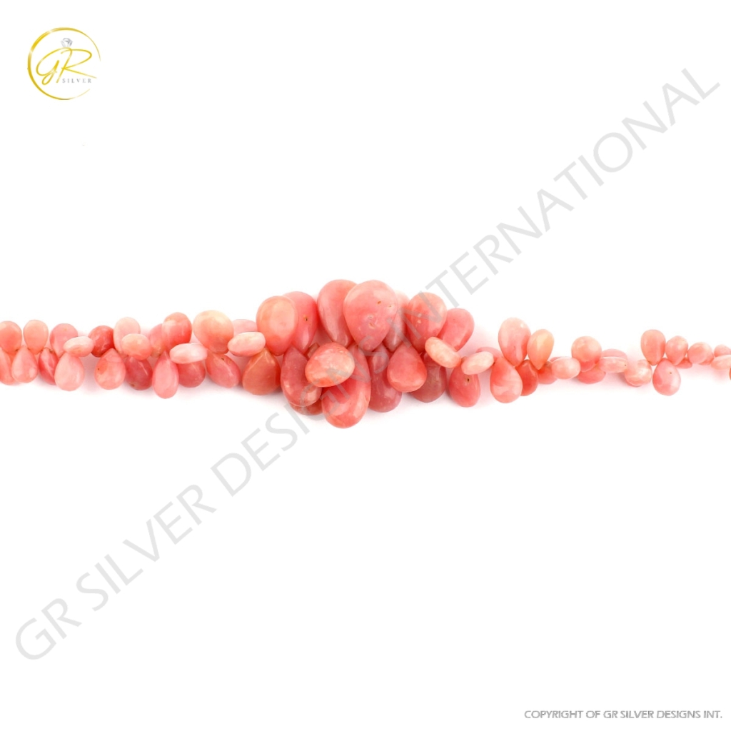 Pink Opal Mix Size Pear Shape Gemstone Beads 2 Strands