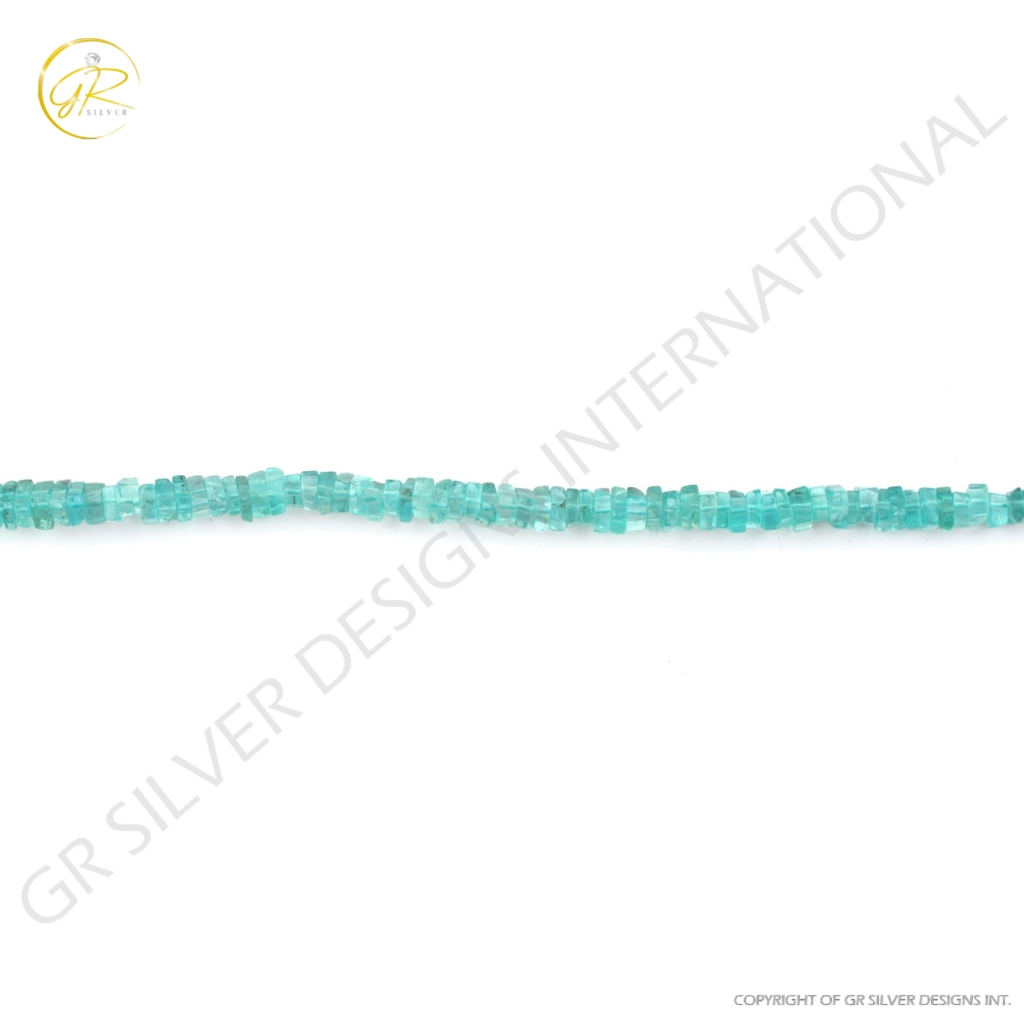 Sky Apatite Smooth Gemstone 4-5mm Square Handmade Beads