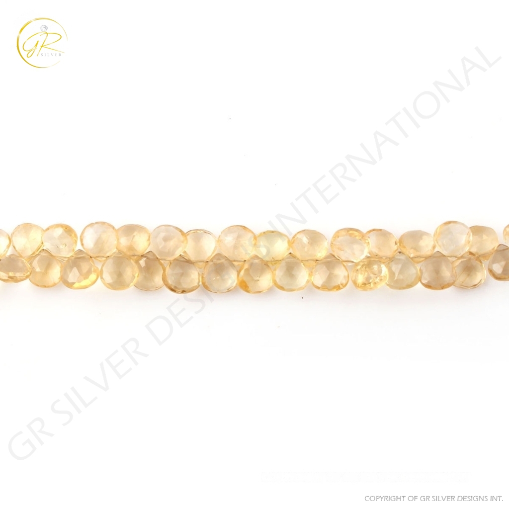 Citrine Beads, Citrine Heart Shape Beads, Natural Citrine Faceted Beads, 7-10.5MM Approx Beads