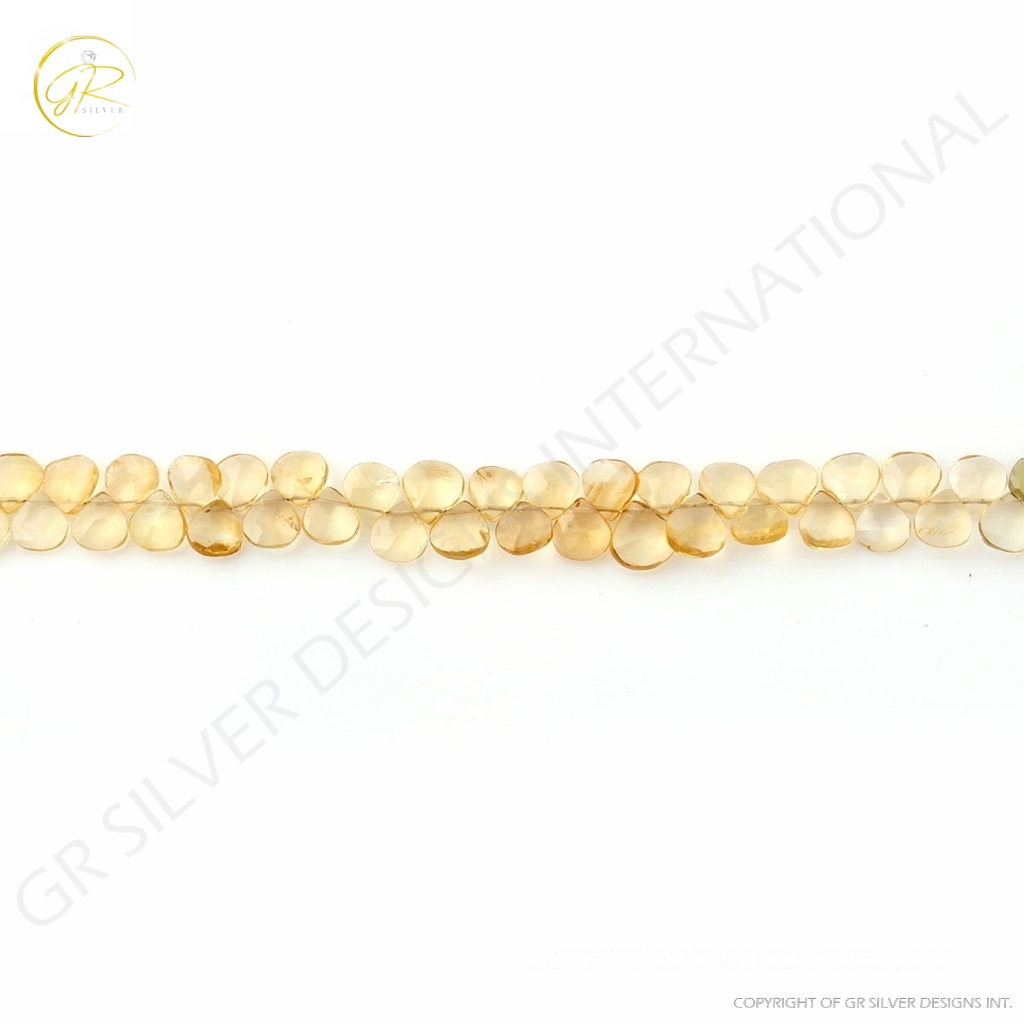 Light Citrine Beads, Natural Light Citrine Heart Shape Faceted Beads, 6.5-10.5 mm Beads