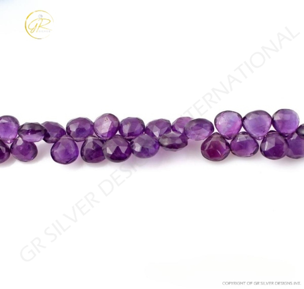 Natural Amethyst Faceted Beads Heart Shape Beads 8-11.5mm Approx Amethyst Beads