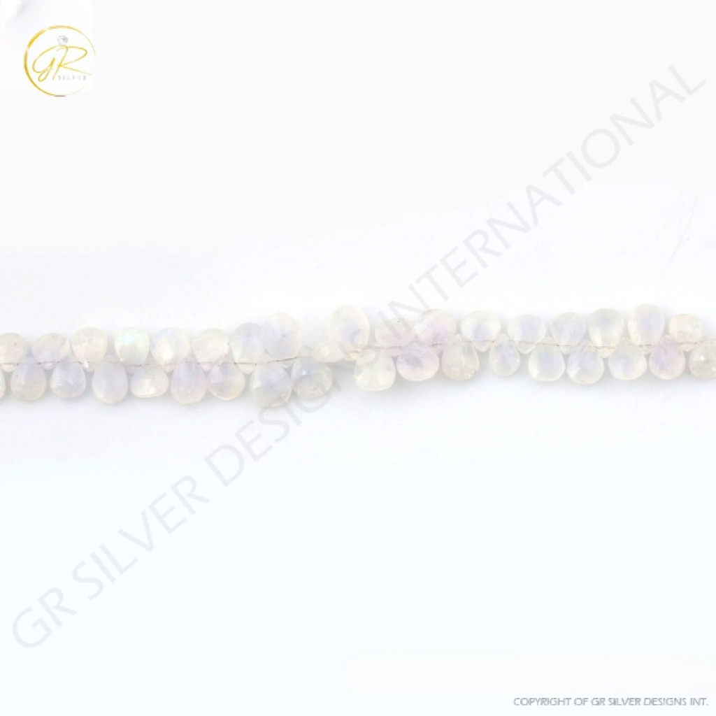 Moonstone Beads, Rainbow Moonstone Pear Shape Gemstone Beads 7-11mm 5 Strands