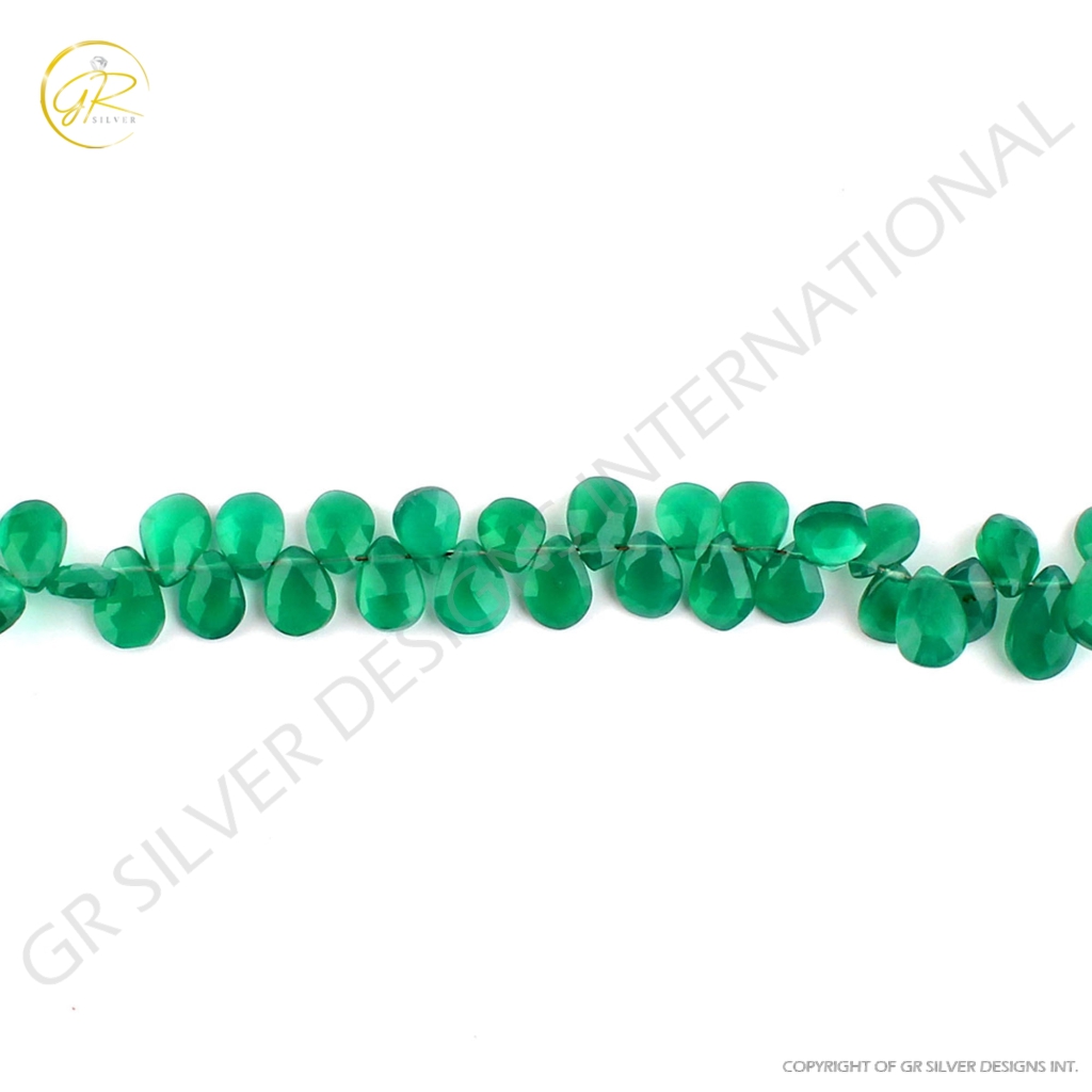 Wholesale Faceted Green Onyx Handmade 6 Strands Beads 8 Inch