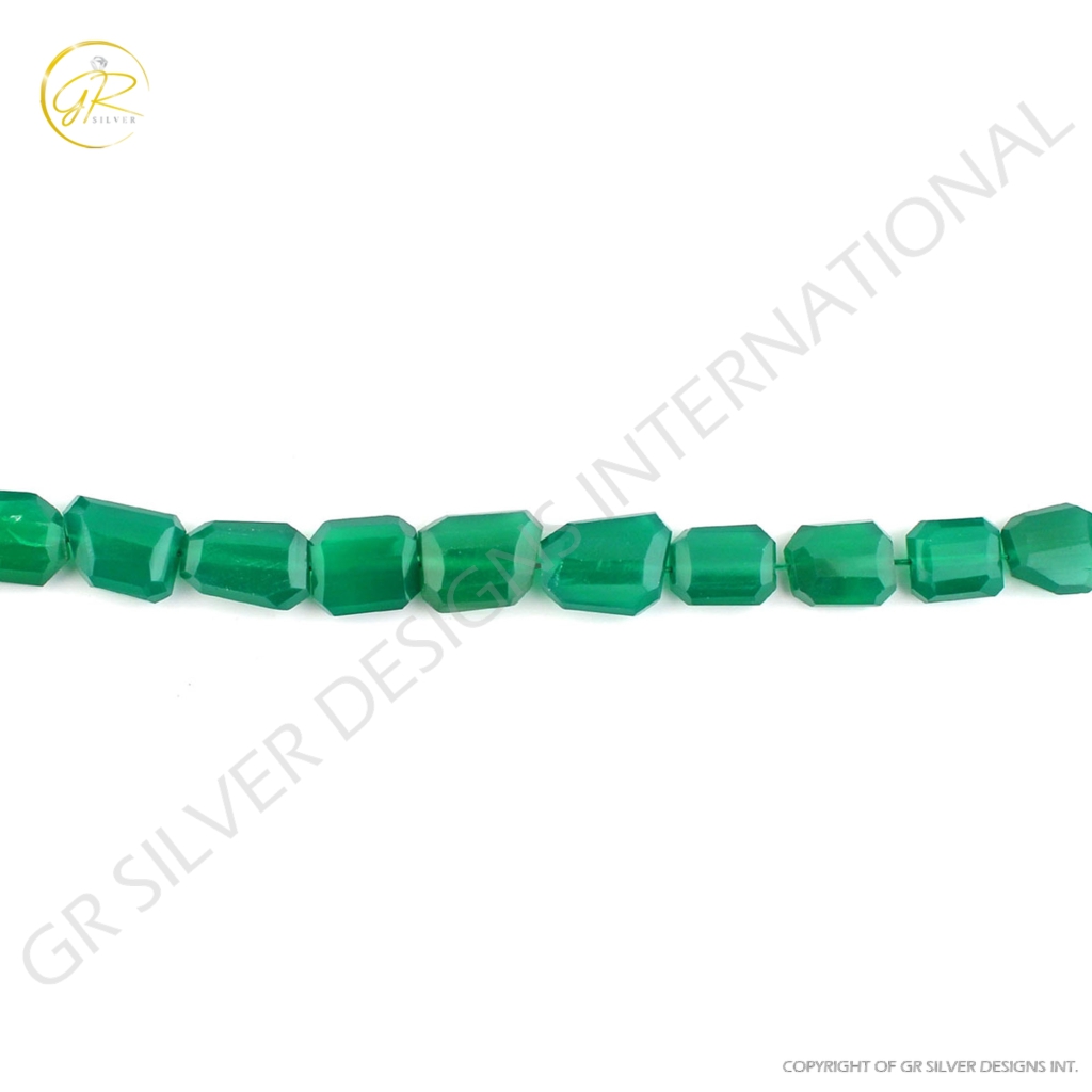 Green Onyx Faceted Tumble Handmade Beads For Jewelry Making