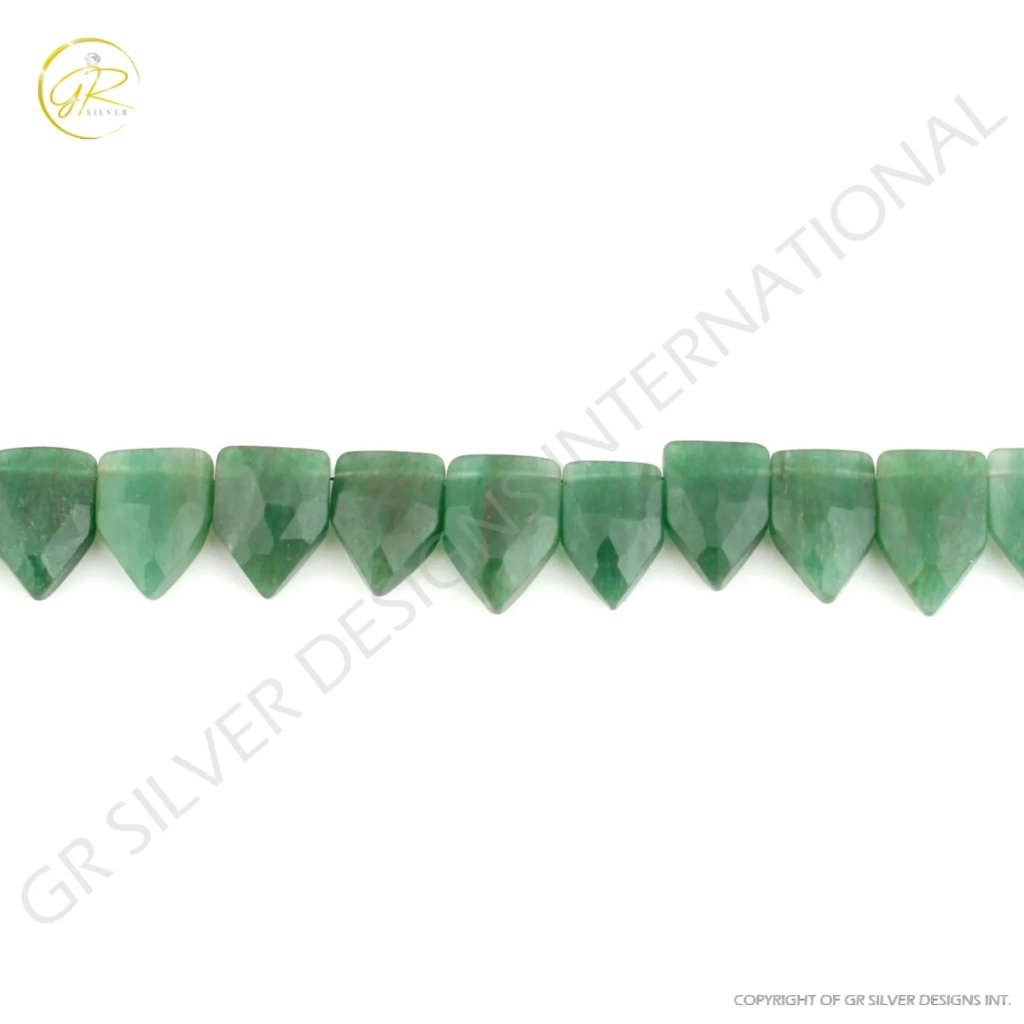 Natural Green Aventurine Pentagon Faceted Handmade Beads