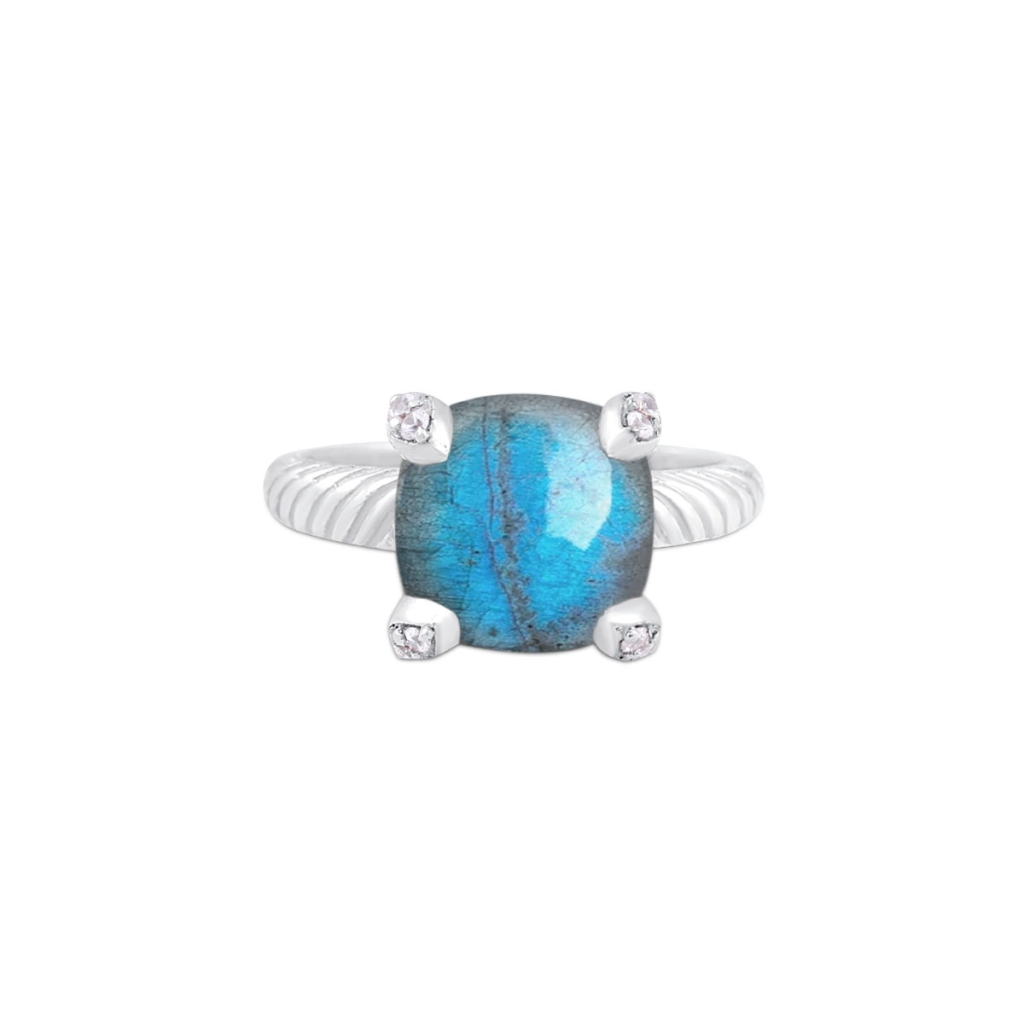 Natural Labradorite Gemstone Sterling Silver Ring