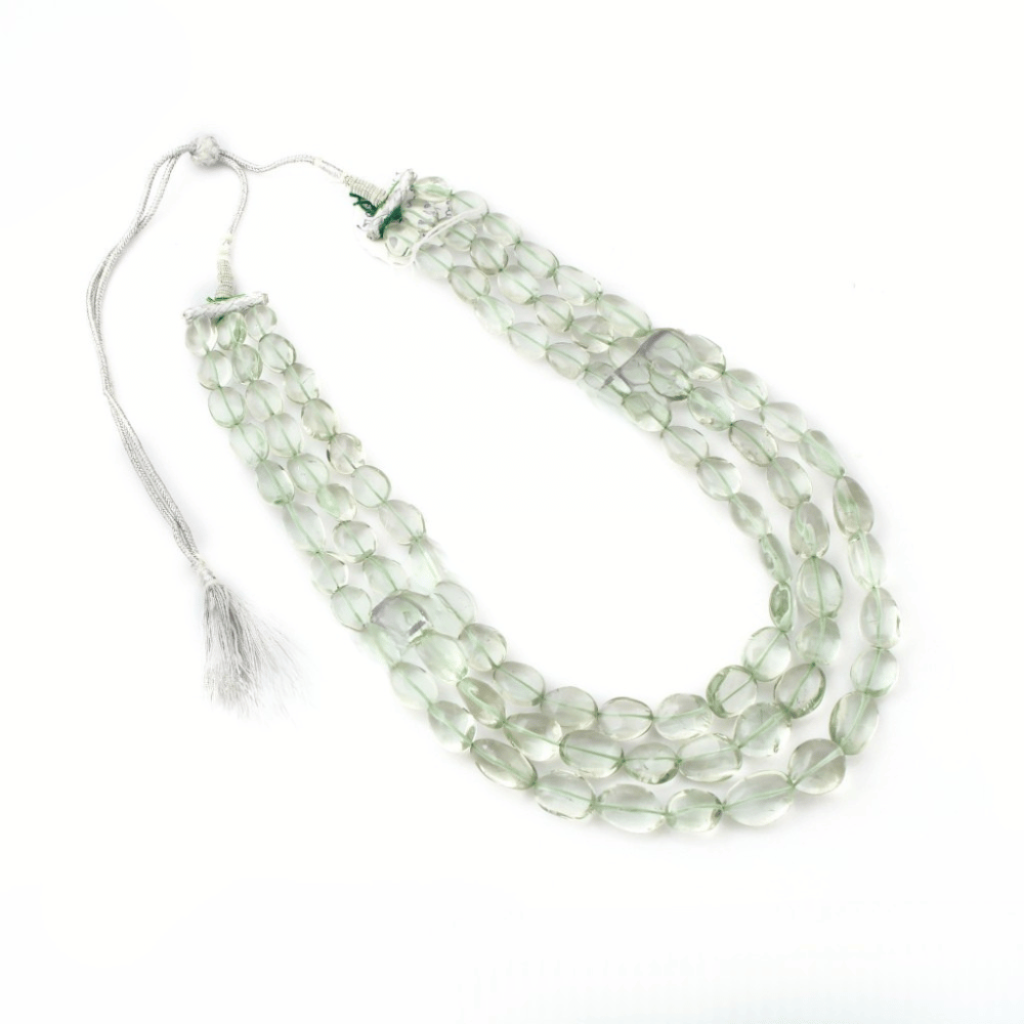 Green Amethyst Gemstone Beaded Necklace, Nuggets Shape Beads 12-21mm Approx.