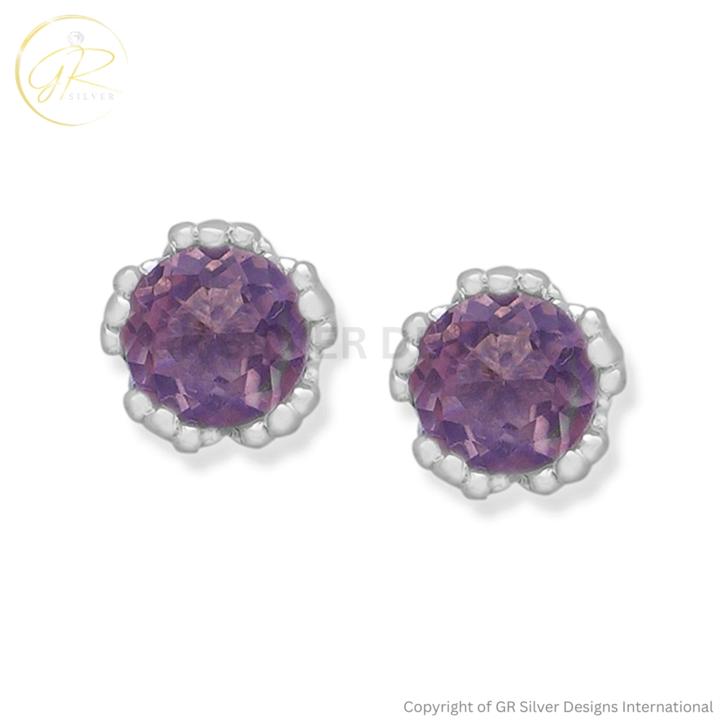 Natural Rose Quartz Sterling Silver Stud Earrings for Women