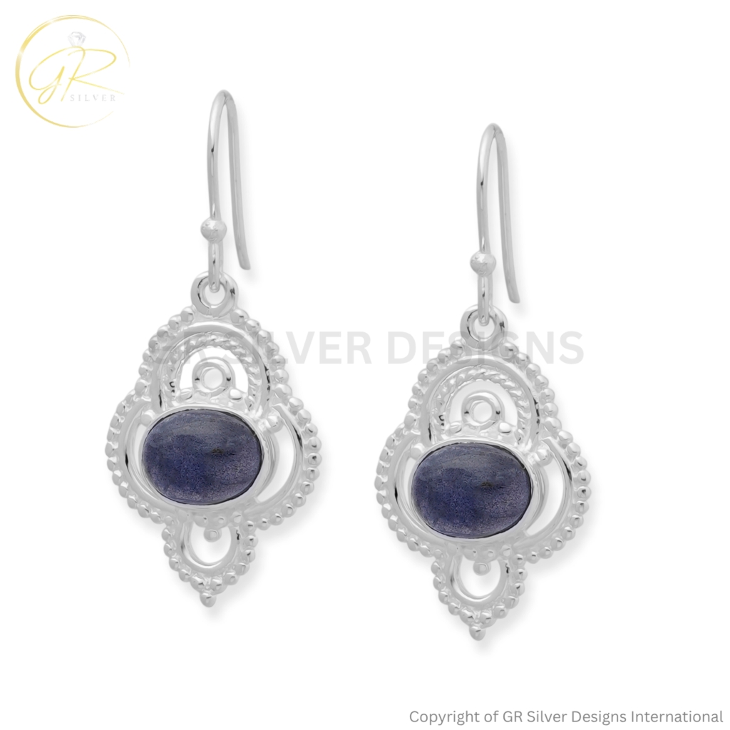 Labradorite Boho Sterling Silver Dangle Earrings For Wedding