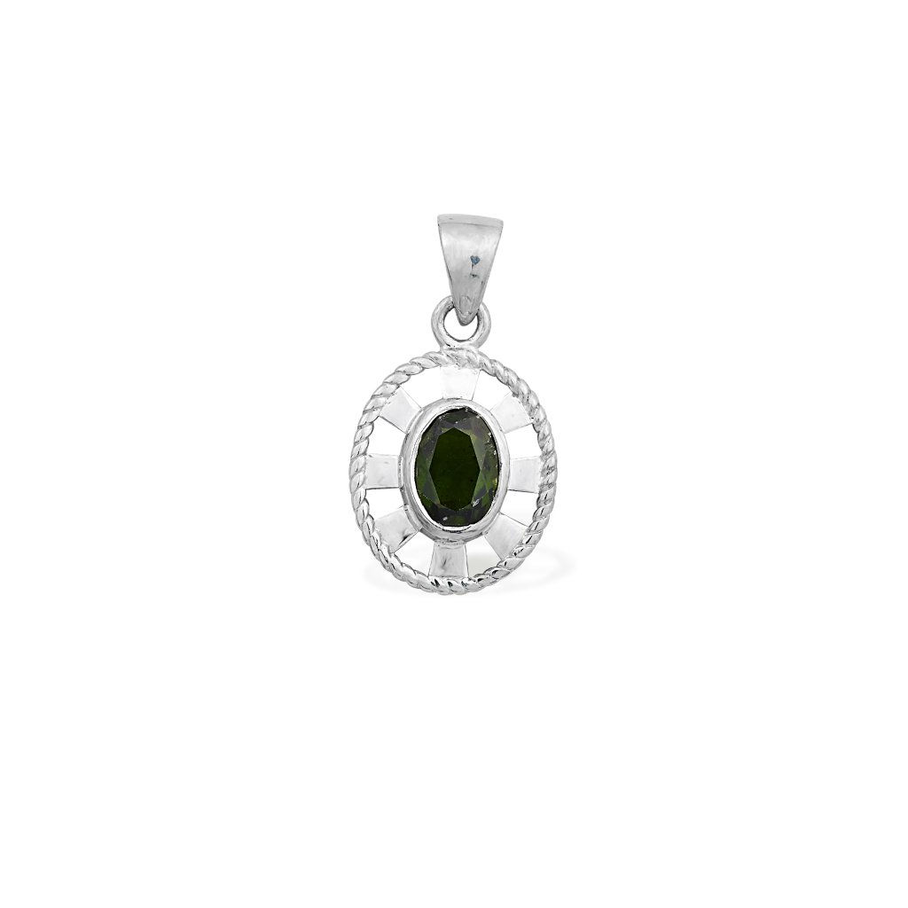 Natural Chrome Diopside Twister Pendant Necklace For Wedding