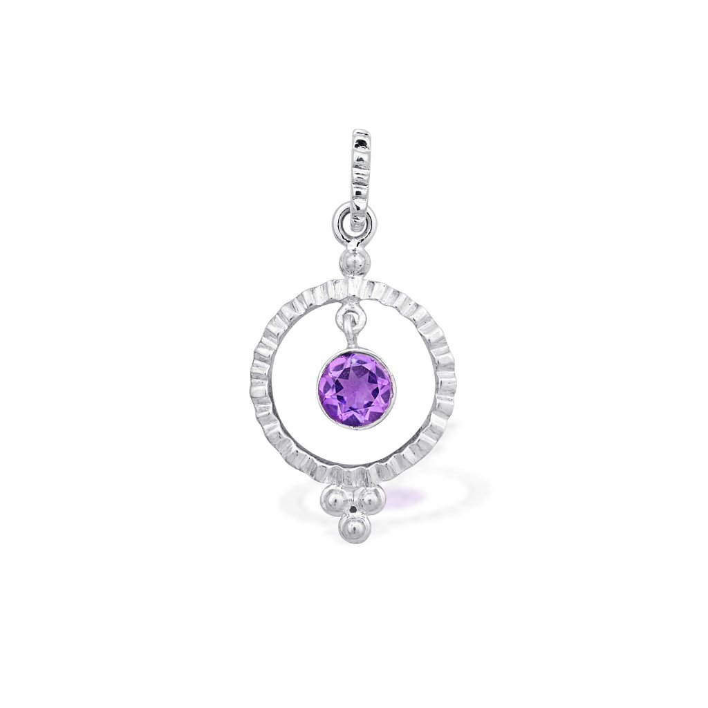Natural Amethyst Birthstone Silver Minimalist Pendant Necklace